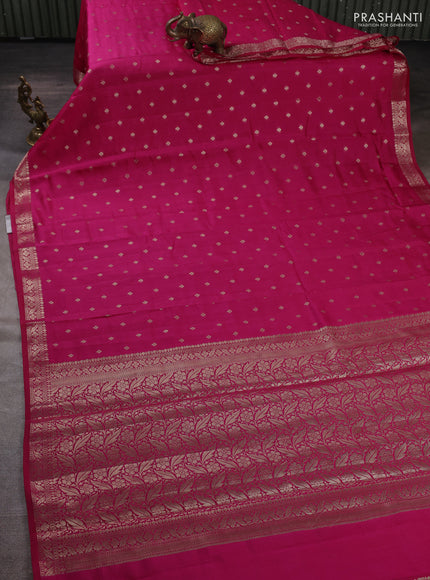Chiniya silk saree pink with allover thread & zari woven buttas and zari woven border
