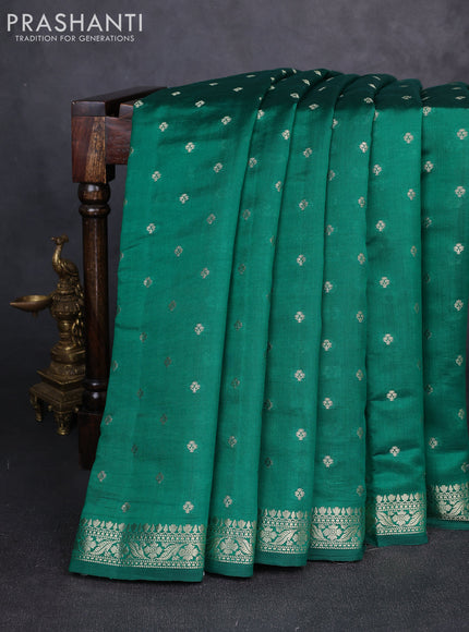 Chiniya silk saree green with allover thread & zari woven buttas and zari woven border