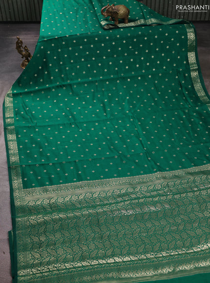 Chiniya silk saree green with allover thread & zari woven buttas and zari woven border
