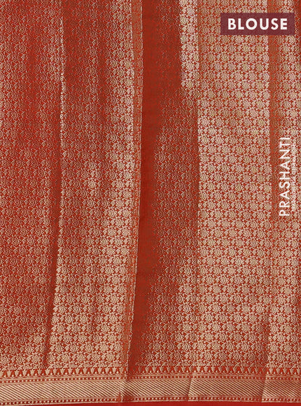 Chiniya silk saree orange with allover thread & zari woven buttas and zari woven border