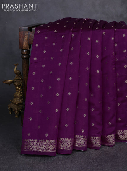 Chiniya silk saree purple with allover thread & zari woven buttas and zari woven border