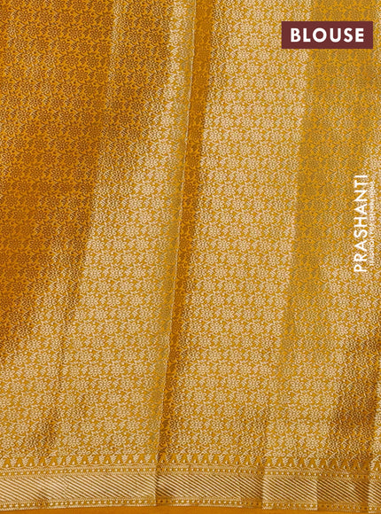 Chiniya silk saree mango yellow with allover thread & zari woven buttas and zari woven border