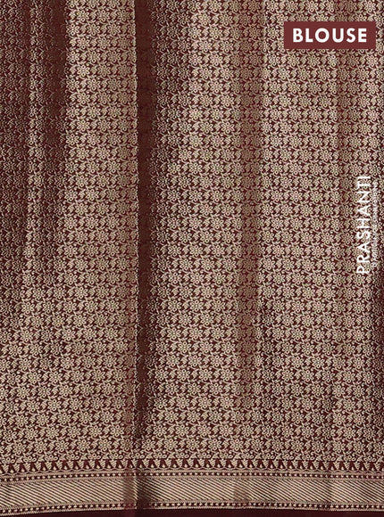 Chiniya silk saree deep maroon with allover thread & zari woven buttas and zari woven border