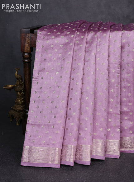 Chiniya silk saree pastel purple with allover thread & zari woevn buttas and zari woven border