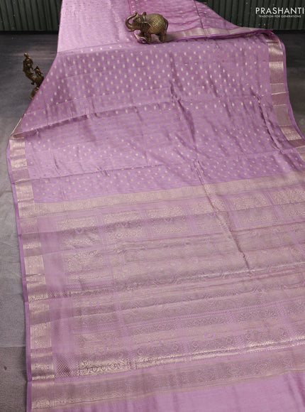 Chiniya silk saree pastel purple with allover thread & zari woevn buttas and zari woven border
