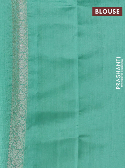 Chiniya silk saree teal green with allover thread & zari brocade weaves and zari woven border
