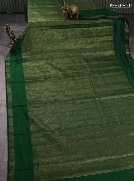 Chiniya silk saree green with allover thread & zari brocade weaves and rettapet woven border