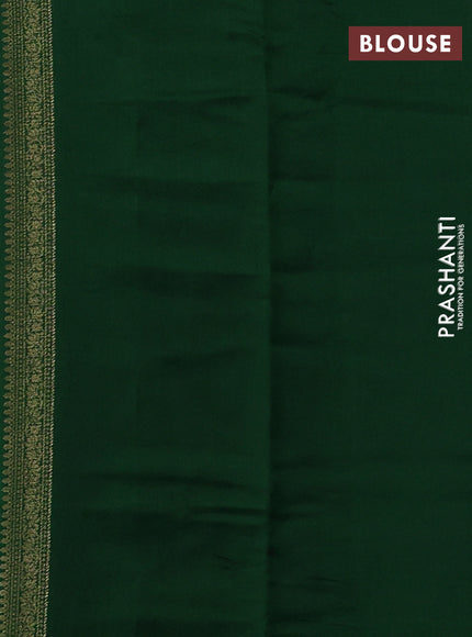 Chiniya silk saree green with allover thread & zari brocade weaves and rettapet woven border