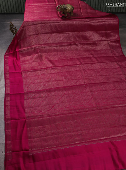 Chiniya silk saree wine shade with allover thread & zari brocade weaves and rettapet woven border