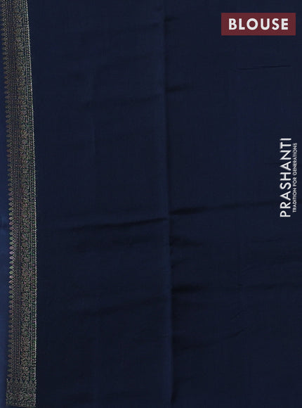 Chiniya silk saree peacock green with allover thread & zari brocade pattern and rettapet woven border