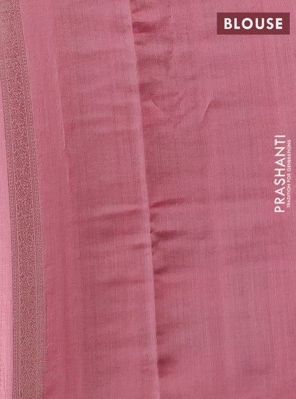 Chiniya silk saree peach pink with allover thread & zari brocade pattern and woven border