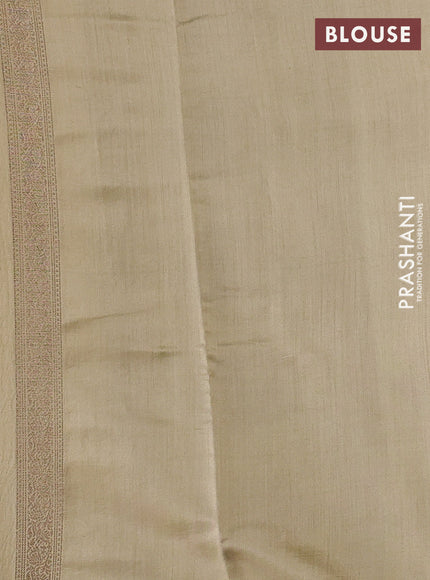 Chiniya silk saree pastel green with allover thread & zari brocade pattern and woven border