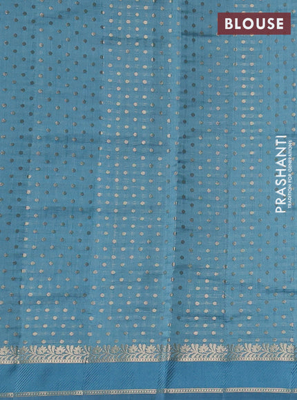 Chiniya silk saree pastel blue with zari woven buttas and rettapet zari woven border