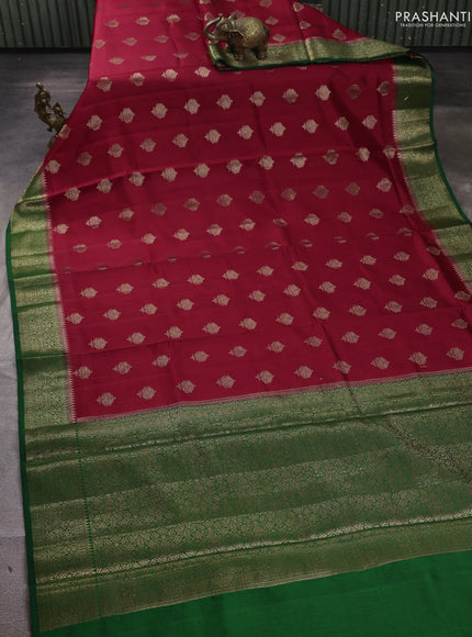 Chiniya silk saree maroon and green with allover thread & zari woven buttas and woven border