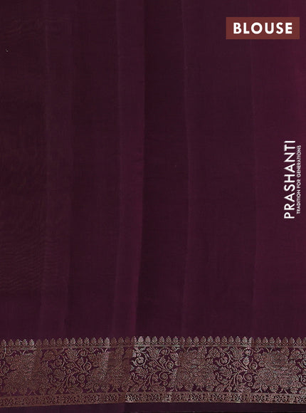 Chiniya silk saree light green and deep wine shade with allover thread & zari woven buttas and woven border