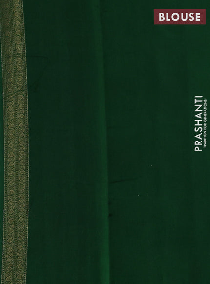 Chiniya silk saree green with allover thread & zari brocade pattern and woven border