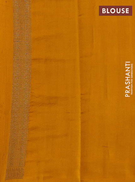 Chiniya silk saree mustard yellow with allover thread & zari brocade pattern and woven border