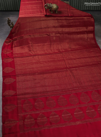 Chiniya silk saree deep maroon with allover thraed & zari brocade pattern and woven border