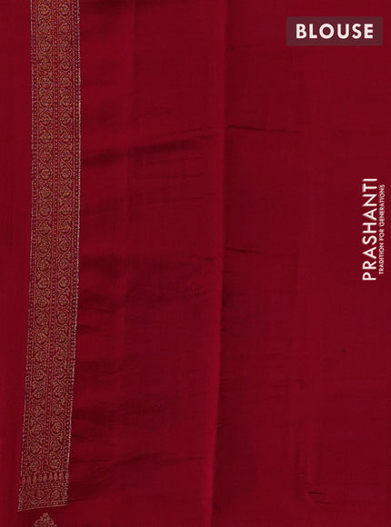 Chiniya silk saree deep maroon with allover thraed & zari brocade pattern and woven border