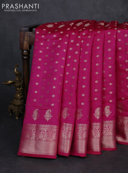 Chiniya silk saree pink with allover thread & zari woven buttas and woven border