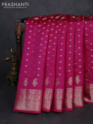Chiniya silk saree pink with allover thread & zari woven buttas and woven border
