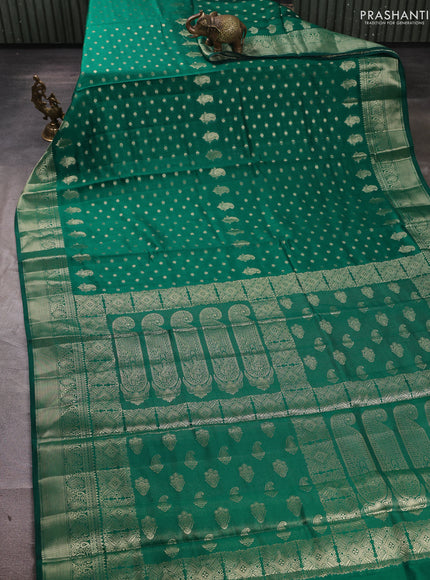 Chiniya silk saree green with allover thread & zari woven buttas and woven border