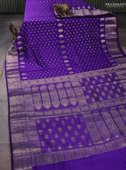 Chiniya silk saree violet with allover thread & zari woven buttas and woven border