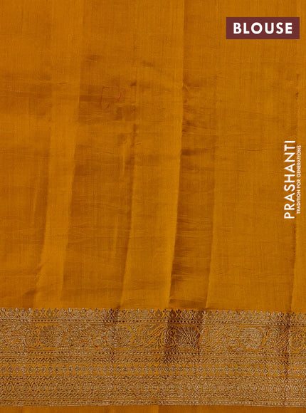 Chiniya silk saree coffee brown and mustard yelow with allover thread & zari woven buttas and woven border