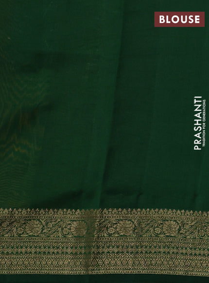 Chiniya silk saree mustard yellow and bottle green with allover thread & zari woven buttas and woven border