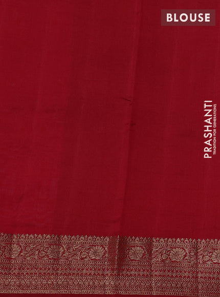 Chiniya silk saree peacock blue and maroon with allover thread & zari brocade pattern and woven butta border