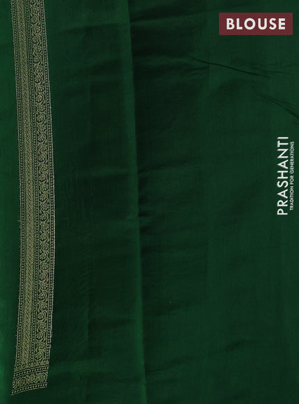 Chiniya silk saree green with allover thread & zari brocade pattern and woven butta border