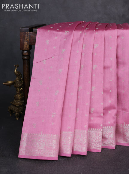 Chiniya silk saree mauve pink with allover thread & zari woven buttas and woven border