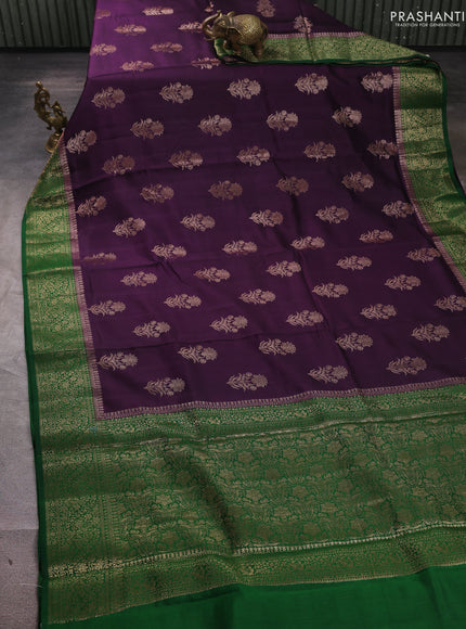 Chiniya silk saree purple and green with allover thread & zari woven buttas and woven border