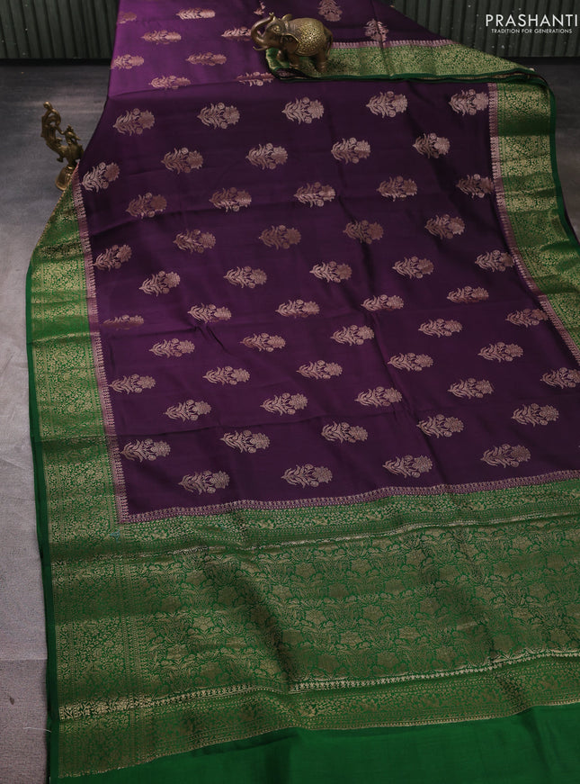 Chiniya silk saree purple and green with allover thread & zari woven buttas and woven border
