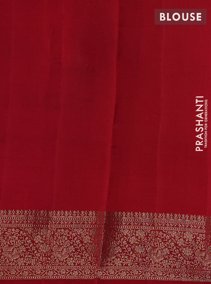 Chiniya silk saree blue and maroon with allover thread & zari woven buttas and woven border