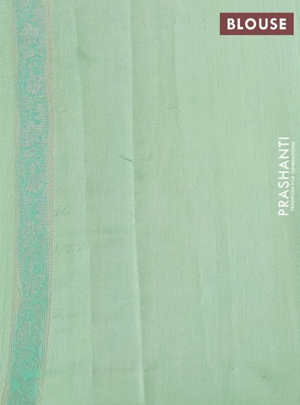 Chiniya silk saree teal green with allover thread & zari woven buttas and woven border