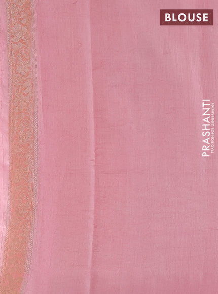 Chiniya silk saree patel pink and pale orange with allover thread & zari woven buttas and woven border