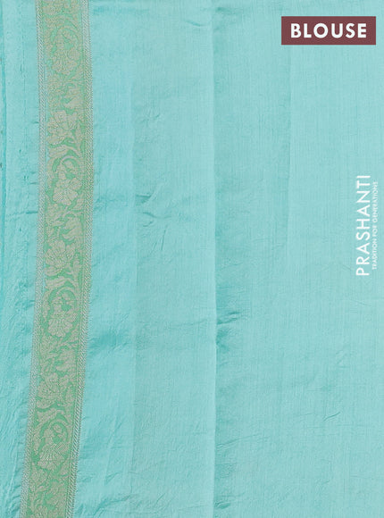Chiniya silk saree teal green and light green with allover thread & zari woven buttas and woven border