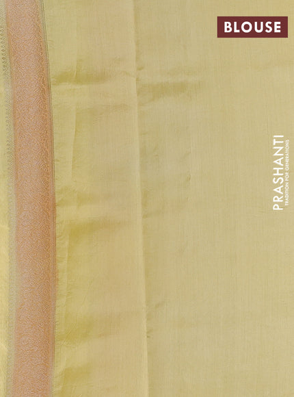 Chiniya silk saree pale yellow and orange with allover thread & zari weaves and zari woven border