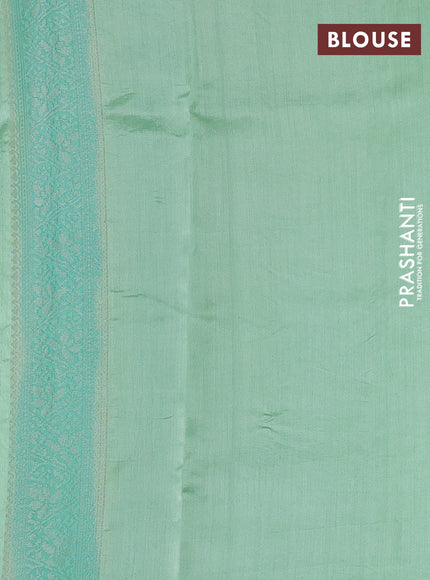 Chiniya silk saree teal green with allover thread & zari weaves and zari woven border