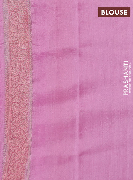 Chiniya silk saree light pink and peach pink with allover thread & zari weaves and woven border