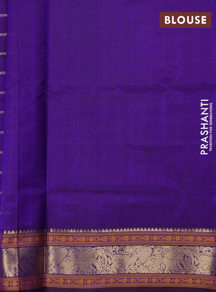 Kanchipuram silk cotton saree violet with allover thread weaves and thread & zari woven border