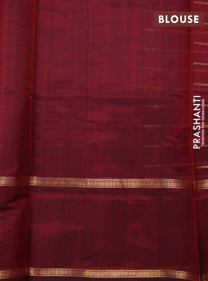 Kanchipuram silk cotton saree maroon with allover veldhari weaves and long rettapet zari woven butta border