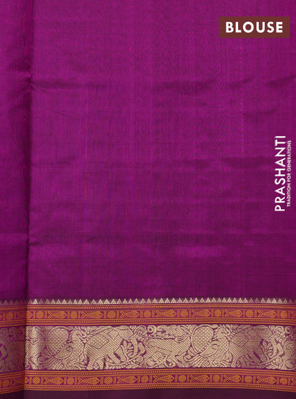 Kanchipuram silk cotton saree magenta pink with allover thread weaves and thread & zari woven border