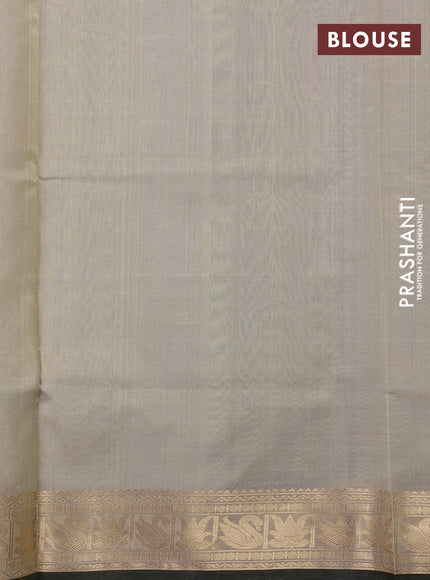 Kanchipuram silk cotton saree beige and olive green with zari woven buttas and zari woven border