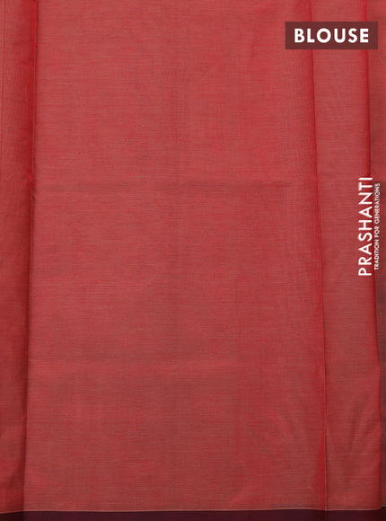 Kanchipuram silk cotton saree maroon shade with zari woven buttas and piping border