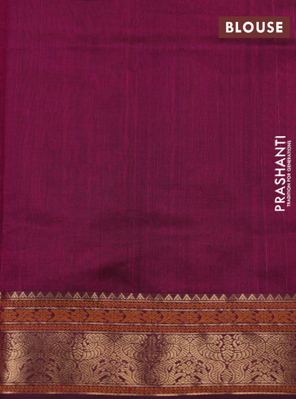 Kanchipuram silk cotton saree wine shade with allover thread & zari weaves and temple design zari woven border