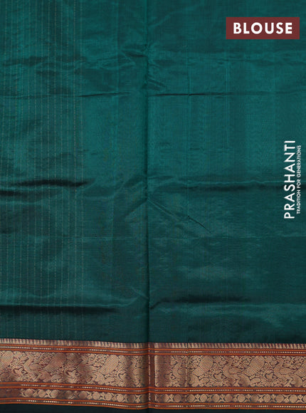 Kanchipuram silk cotton saree green with laksha deepam thread weaves and zari woven border
