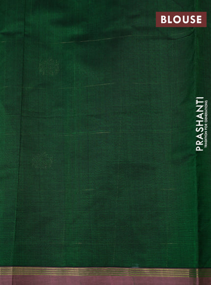 Kanchipuram silk cotton saree green and light pink shade with allover zari checks & buttas and small zari woven border