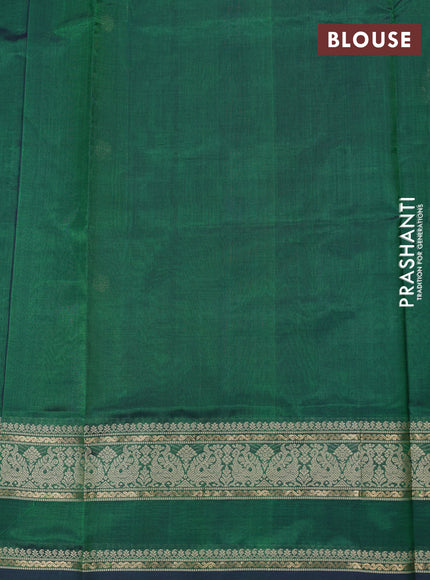 Kanchipuram silk cotton saree green with zari woven buttas and rettapet zari woven border